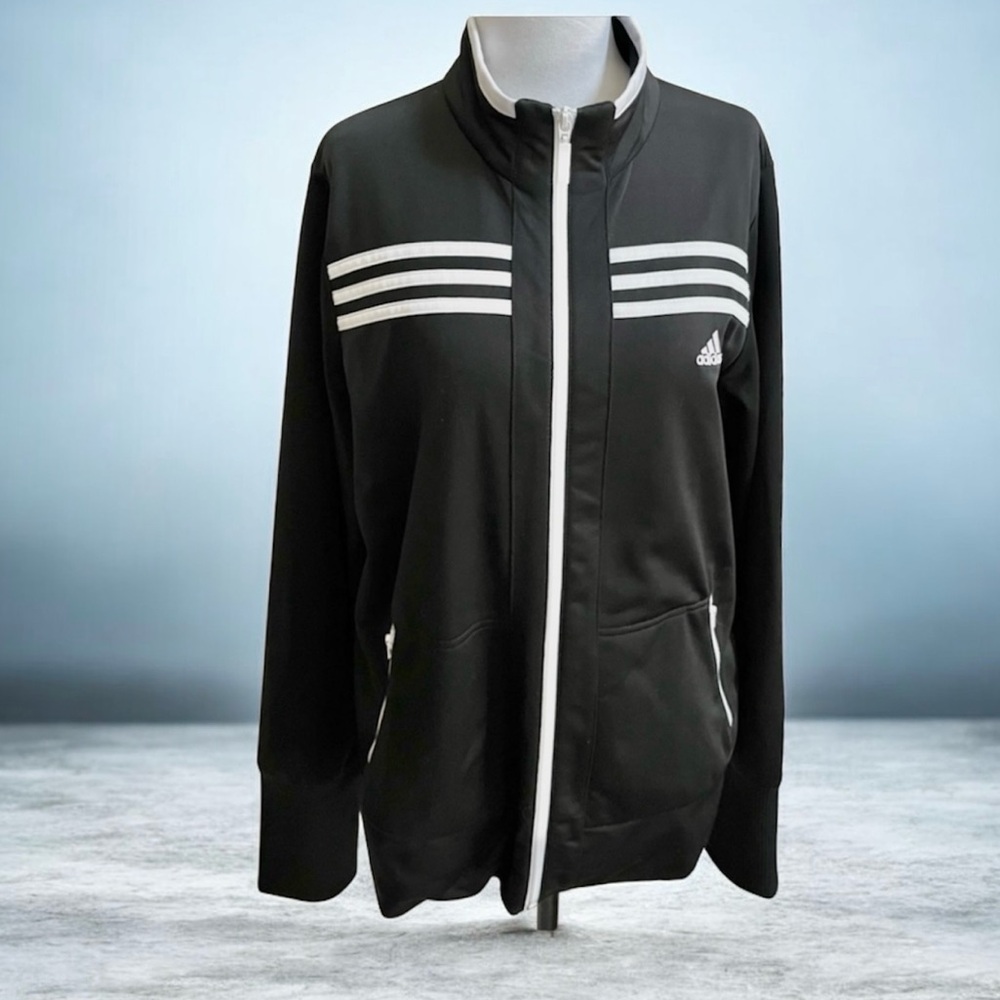 adidas Black 3-Stripes Track Jacket Size XL Full Zip Like New
